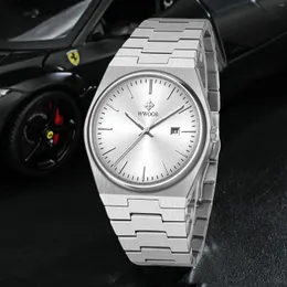 Armbanduhren WWOOR Männer Luxus Quarzuhr Automatische Datum Sport Edelstahl Saphirglas 50M Wasserdicht Für Geschenke