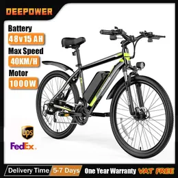 الدراجات العميقة 500W البالغين Ebike الدراجة الكهربائية الدراجة 48V 15AH 26 بوصة الإطارات الدهون الكهربائية E Bikes Mountain Ebikes Free ShippingL240105