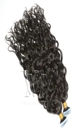 Vmae 11A Cutícula Indiana Alinhada Ondulada Vrigin Pré Ligado Cor Natural 100g Onda de Água Afro Kinky CurlyTape Ins Extensão de Cabelo Humano 5080407