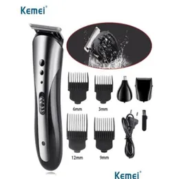 Hårtrimmer Kemei 3 i 1 Electric Shaver Rechargeble Nos Clipper Professional Beard Razor Hine KM-14075302774 Drop Delivery Product Dh5am