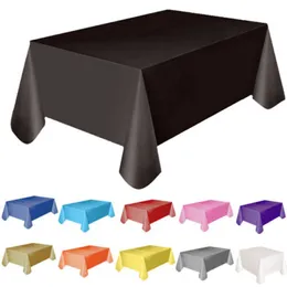 Disposable Plain PEVA Material Thickened and Enlarged Tablecloth 54 x 72in Solid Color Tablecloth Party Decoration Monochrome 122161