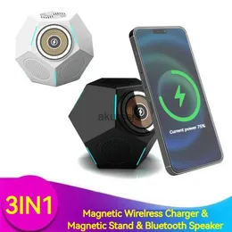 Caricabatterie wireless Caricabatterie wireless da 15 W Luce notturna Altoparlante Bluetooth Batteria incorporata da 1200 mAh per 12 13 14 15 Pro Max YQ240105