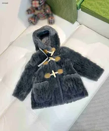 Cappotti di tinca per bambini di lusso con cappuccio Giacca di lana per bambini Taglia 110-160 peluche per bambini abbigliamento firmato Giacca a vento interna in pelle scamosciata per ragazza ragazzo Jan10