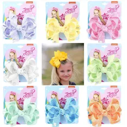 Kinder Jojo Big Bows Haarspange Mode Baby Mädchen Schleife Haarnadel Streifen Band dreischichtige Cartoon Kopfschmuck Haarschmuck BJ