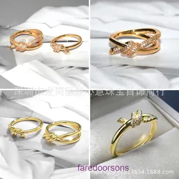 Tifannissm Ring Rings Rings Jewelry Pendants T Family Knot Ring S925 Silver Plated 18K Gold Fairy Style Version High Version Winding Diamond Fashion