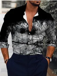 Fashion Men Shirts Single Breasted Shirt Casual ThreeColor Print Long Sleeve Tops Men's Clothing Hawaii Party Cardigan 240104