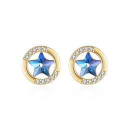 Nya trendiga örhängen S925 Silver Micro Set Zircon Blue Star Stud Earrings Korean Kvinnor Fashion Earrings Wedding Party Casual mångsidiga smycken gåvor SPC