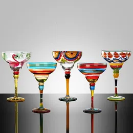 수제 화려한 칵테일 컵 유럽 고블릿 컵 샴페인 컵 크리에이티브 와인 안경 바 파티 홈 음료웨어 웨딩 선물 240104