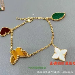 Brand Classic Four Leaf Clover Branslet Van Van Verse Wersja Grass Lucky Flower Womens 18K Rose Gold Butterfly Five Point Star Obroczek z pudełkiem