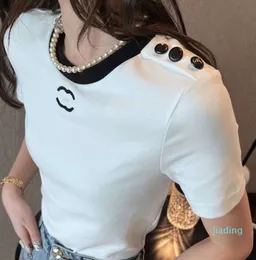 여자 T 셔츠 디자이너 여성용 셔츠 편지와 도트 패션 Tshirt 자수 편지 여름 짧은 슬리브 탑 티 여자 77