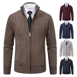 Herren Winter Wolle Cardigan Reißverschluss Pullover Y2K Luxus Braun Jersey Casual Business Warm Jumping Harajuku Herren Mantel 240105