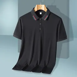 Men's T-Shirts Cotton Polo Shirt Men's Business Casual Short Sleeve Classic Slim Fit Elastic Golf T-shirt Summer Work Large 8XL White Black 231229