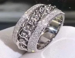 Victoria Wieck Vecalon Espumante Jóias de Luxo 925 Prata Esterlina Pave Minúsculo Branco Safira CZ Diamante Mulheres Corrente de Casamento Rotata2229810