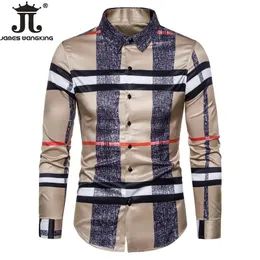 S-6XL negócios casual xadrez camisa masculina formal workwear vestido de casamento magro roupas de festa social cáqui verificado camisa 240104