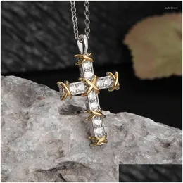 Anhänger Halsketten Modische Kreative Kreuz Herren Halskette Persönlichkeit Charme Trend Glaube Christian Schmuck Zubehör Geschenke Für Drop Otqrc