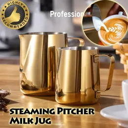 350 600ml Buharlama Sürahi Latte Kupası Paslanmaz Çelik Kahve Sütü For Jug Home Cafe Forthing Art Cappuccino Espresso Araçları 240104