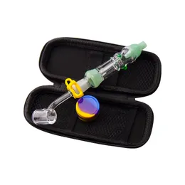 Headshop888 NC015 Bunte Dab Rig Glas-Wasserbongs, auslaufsichere Pfeifen, Silikonglas-Clip, 10 mm, 14 mm, Titan-Keramikspitzen, Quarz-Banger, Nagel-Dabber-Werkzeugkoffer