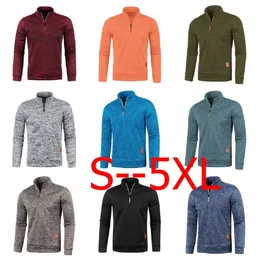 Men Thicker Half Zipper Sweaters Pullover for Male Hoody Man Sweatshir Solid Color Turtleneck Swewatshirts Jumbo Size S-5XL 240104