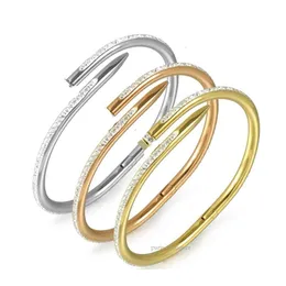 LOVE GOLD BRACELET NAIL BRACELET DESIGNERバングル女性メンズステンレス鋼合金アームバンド18Kメッキゴールドシルバーローズジュエリーダイヤモンド380