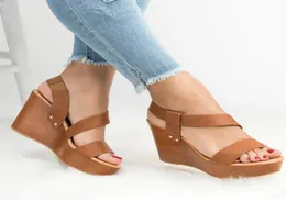 Sandálias femininas plataforma cunha sandálias verão deslizamento em senhoras sapatos de salto alto moda dedo do pé aberto calçados femininos casuais 20206600160
