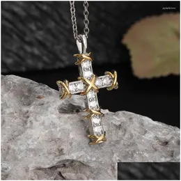 Collane con ciondolo Croce creativa alla moda Collana da uomo Personalità Fascino Tendenza Fede Accessori per gioielli cristiani Regali per goccia Otvkd