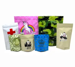 mylar bag 3.5g 7g 28g 1oz ounce resealable zipper smell proof matte stand up flower tea food storage pack baggie custom print