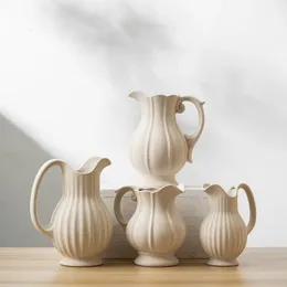 Vaso de cerâmica em forma de pote branco chaleira vaso de cerâmica de dupla utilização irrigação e rega minimalismo europeu 240105