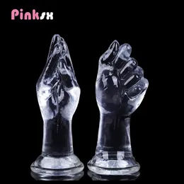 Plugue anal transparente 24cm punho dedo enorme vibrador ânus massagem de próstata grande plug masturbação brinquedos sexuais para mulheres homens gay 240105