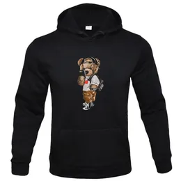 Kendinden Portre Komik Ayı Baskı Erkekler İlkbahar ve Sonbahar Moda Sporları Hoodies Rahat Gevşek Büyük Boyut Yün Hoodies Erkekler Trendi 240105