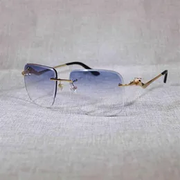 Designer-Sonnenbrille im Leoparden-Stil, Diamantschliff, randlose Sonnenbrille, Herren, übergroße quadratische Brille, Meta-Rahmen für Damen, Outdoor, S282m