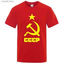 남자 티셔츠 CCCP 러시아 T 셔츠 남성 소련 소비에트 연방 남자 짧은 슬리브 Tshirt 모스크바 남성 티 브랜드 O 목 상판 면화 의류 t240105