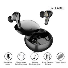 Cell Phone Earphones SYLLABLE WD1100 TWS Earphones 6 Speaker Sound True Wireless Stereo Earbuds Triple Dynamic Drivers Touch SYLLABLE WD1100 Headset YQ240105