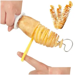 Bbq Tools Accessories Portable Potato Skewers For Cam Chips Maker Slicer Spiral Cutter Barbecue Kitchen Drop Delivery Home Garden Dh13O