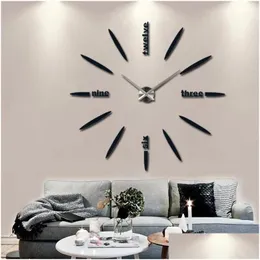Relógios de parede DIY relógio grande frameless design moderno relógio casa quarto decoração presente criativo na sala de estar entrega jardim d dhpcy