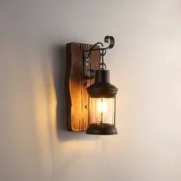 Lámpara de pared americana Retro Industrial viento LOFT madera maciza personalidad creativa Bar Café restaurante barco luces decorativas