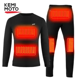 KEMIMOTO Winter Heated Suit Underwear Motorcycle USB Electric Powered Thermal Heating Motorcycle Moto T-Shirts Pants Men Skiing 240104