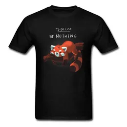 Camisetas para hombres Camiseta del Día del Panda Rojo Camiseta divertida para hombres Nada que hacer Tops Camiseta de algodón de verano Camisetas negras Ropa para estudiantes Estilo perezoso L240104