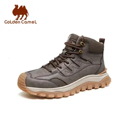 Уличная походная обувь GOLDEN CAMEL, повседневные мужские зимние ботинки на толстой подошве, спортивная мужская треккинговая обувь с высоким берцем, осень 240104