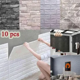 10 PCS Kendinden Yapışkan 3D Paneller Duvar Kağıdı Su Geçirmez Köpük Duvar Etiketleri Kiremit Tuğla Oturma Odası TV Arka Plan Çıkarmaları 38 35cm 2109103241