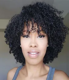 Lady Short Kinky Curly Wig Brazilian Hair Simulation Human Hair Bob Short Curly Wig in Stock7981305