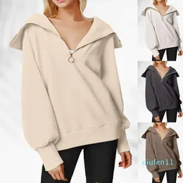 Kvinnors hoodies Womens Fall Fashion Overdimensionerade kvartersblocket Sweatshirts Hoodie