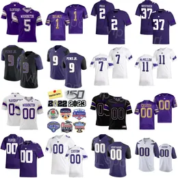 Mans Washington Huskies College Football 11 Alphonzo Tuputala Jerseys 25 Elijah Jackson 37 Jack Westover 7 Hampton 5 Edefuan Ulofoshio University 자수 팀