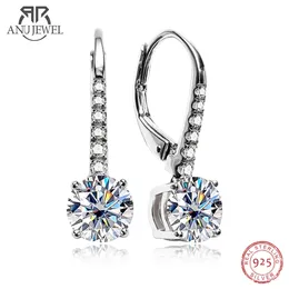 Anujewel 1 Carat D Kolor Dangle Down 925 Srebrne kolczyki z gra certyfikat biżuterii hurtowa 240104