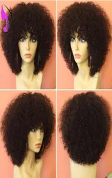 Neue Afro Kinky Curly Lace Front synthetische Perücken für schwarze Frauen 150 Density kurze lockige Perücken mit Pony Perückenkappe2807700