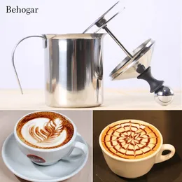 400ml 800ml Stainless Steel Double Mesh Milk Creamer Foamer Manual Milk Frother w/ Handle for Foam Cappuccino Latte Coffee 240105