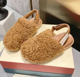 Sandali Slingback Fussbett Patch di alta qualità Punta tonda Suola in pelle e gomma slip on flats Designer di lusso da donna Casual Pelliccia di agnello Calzature di fabbrica con scatola