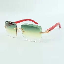 Best-selling Direct sales high-quality cutting lens sunglasses 3524020 red wooden temples glasses size 58-18-135mm