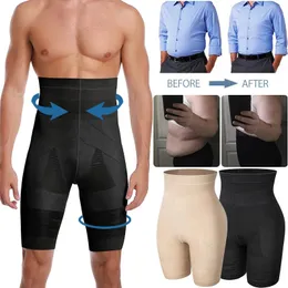 Homens barriga controle shorts cintura alta emagrecimento shapewear abdômen barriga plana corpo shaper perna roupa interior compressão briefs boxer 3xl 240104