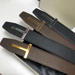 Tom Fords Tom Belt nya män Klädtillbehör Bälten Big T Buckle Fashion Women High Quality Luxurys Designers 3A+ äkta lädermidjeband med Box Dust Bagpgpt