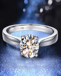 Con anello originale Cericate Anello in oro bianco 18 carati con solitario rotondo da 2,0 ct con zirconi cubici, anello in argento sterling da donna9356581